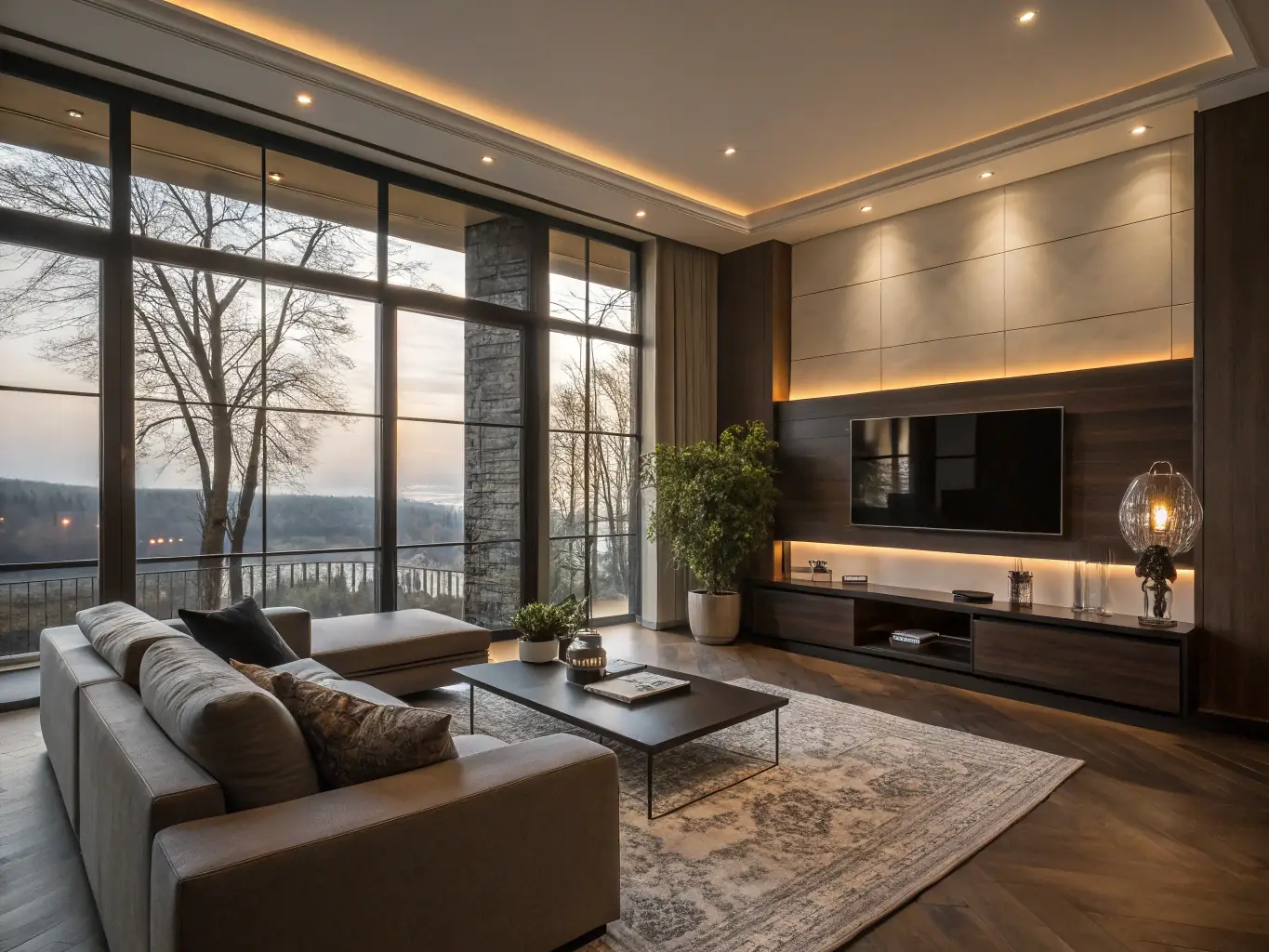 A beautifully renovated living room with modern furniture and a fresh coat of paint, showcasing the transformation achieved through Centraal Totaal Onderhoud's home renovation services.